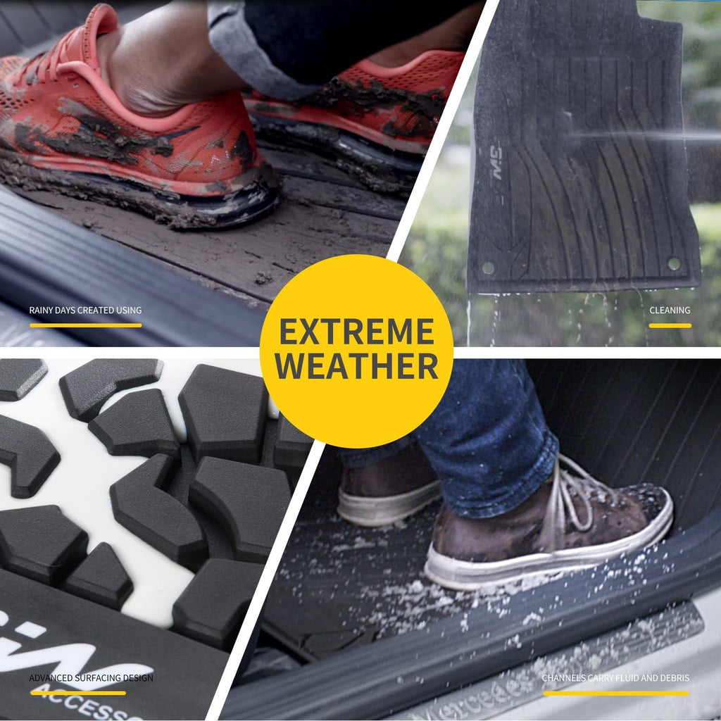 TPE All Weather Custom Fit Floor Liner Full Set Car Mats Black Y42307