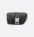 Black Grained Calfskin Mini Saddle Messenger Bag with Flap Q648726