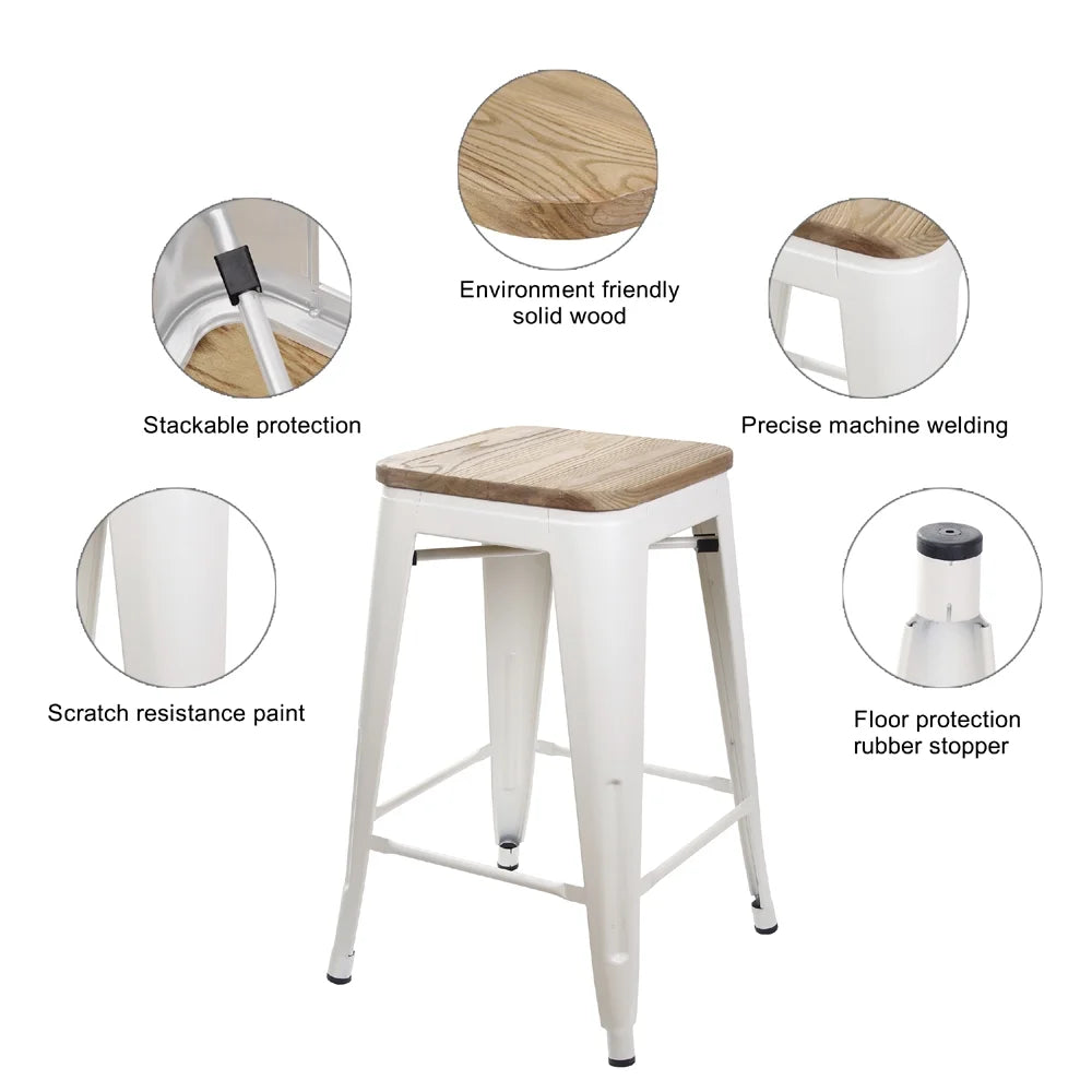 White 24 inch Metal Barstools Set of 6 F240