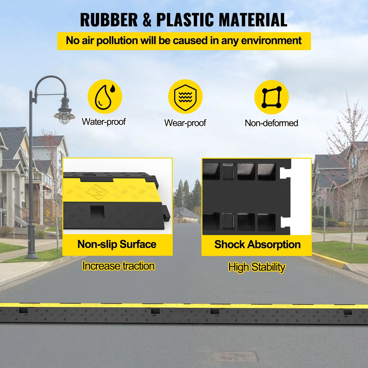 4 Packs 2 Channels Rubber Cable Protector Ramp D3432