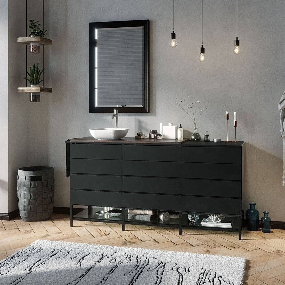 Composite Square Vessel Bathroom Sink with Faucet E2875