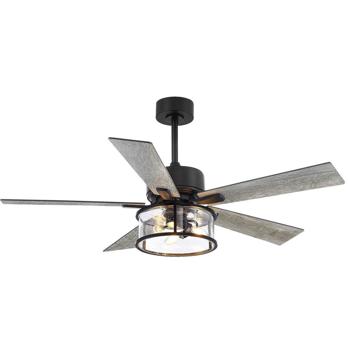 52" Matte Black Reversible Ceiling Fan with Light Kit I124148