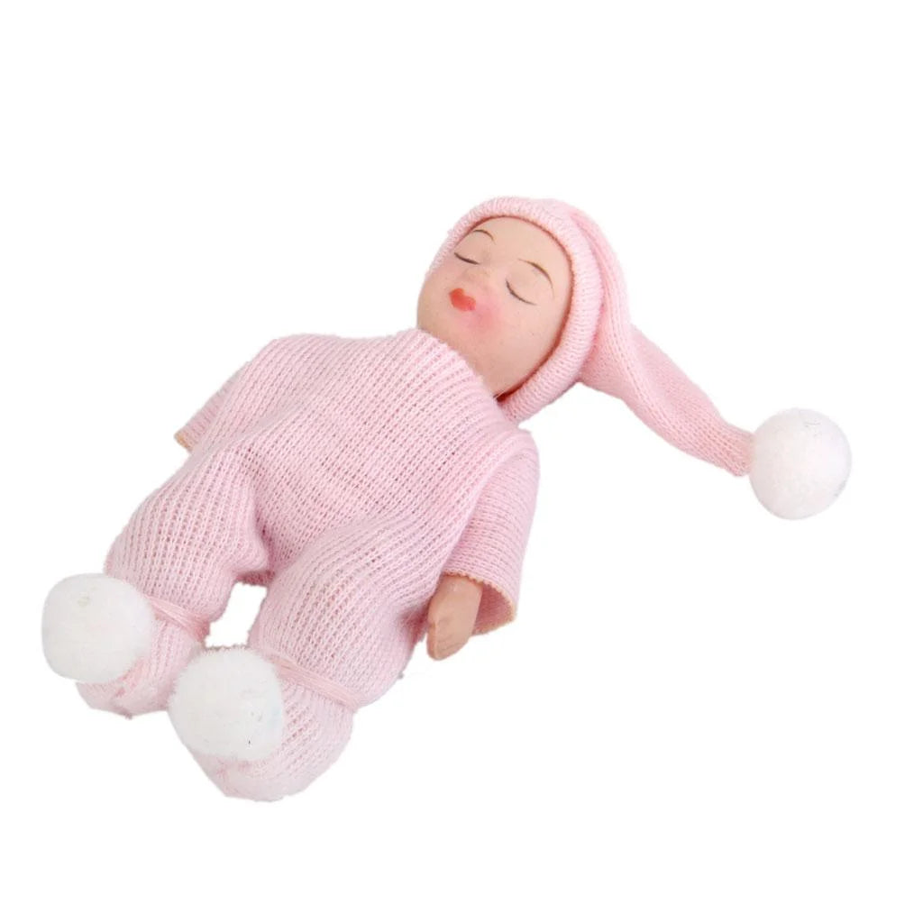 Porcelain Doll People Figure with Pink Sweater & Hat Y4815