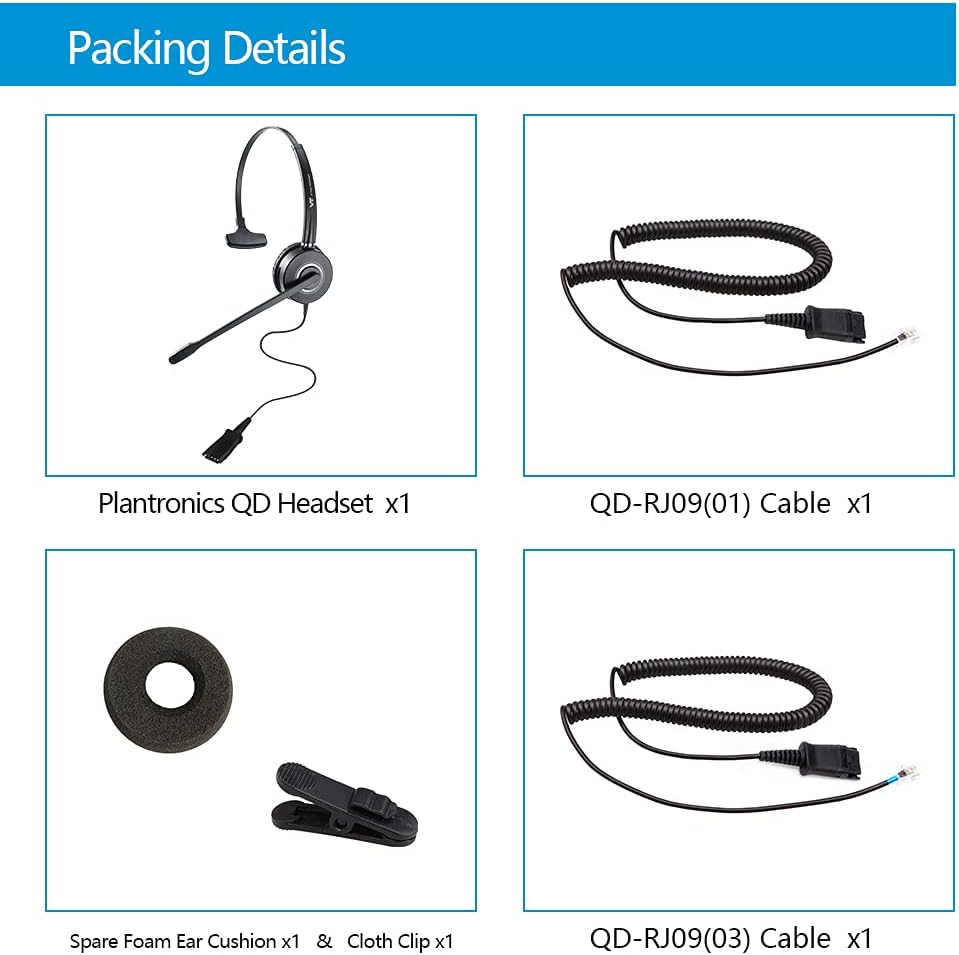 Noise-Cancelling Call Center Headset with QD, Pack of 2 T38846
