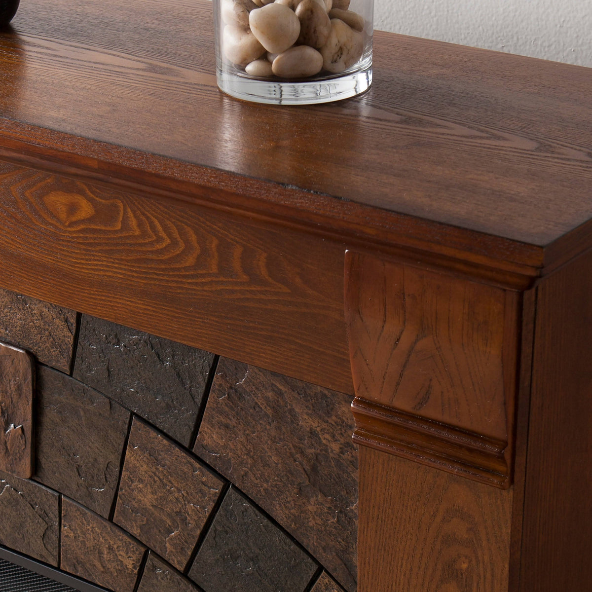 Antique Oak Electric Fireplace L912738