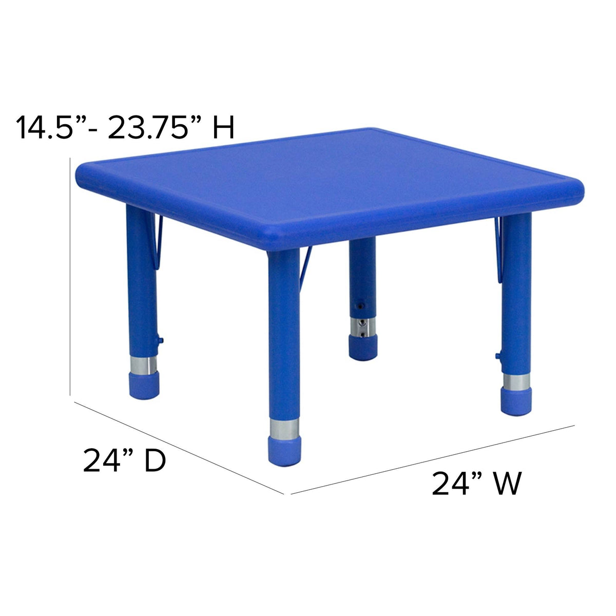 24x22 Square Blue Plastic Height Adjustable Activity Table P4450