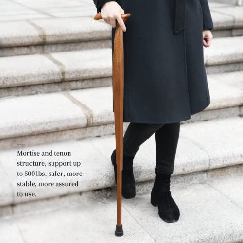 Natural Solid Wood Walking Cane with 3 Rubber Tips and Travel Bag W38777