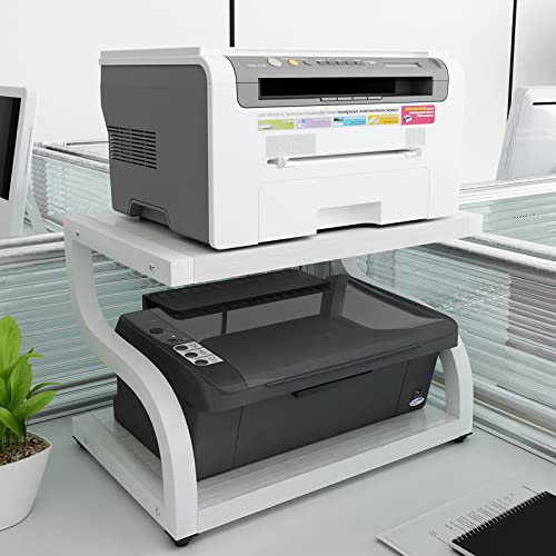 2 Tiers Wood Desktop Printer Stand with Storage D413245