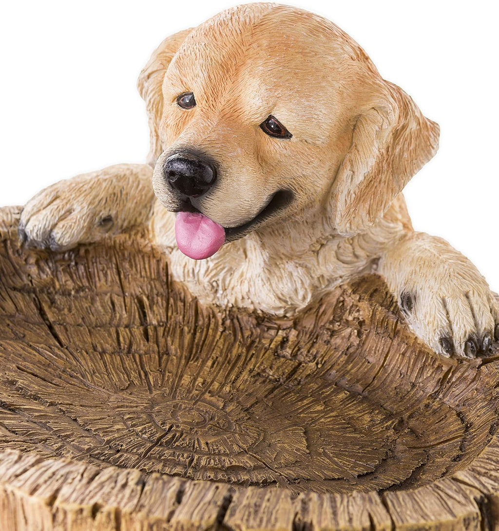 Two Playful Golden Retriever Puppies Resin Birdbath, 13¼ Dia. x 22 H T606178