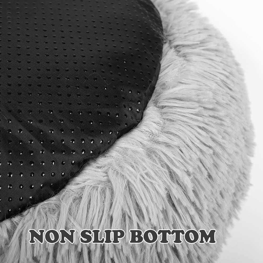 Round Plush Donut Pet Bed with Non-Slip Bottom S504