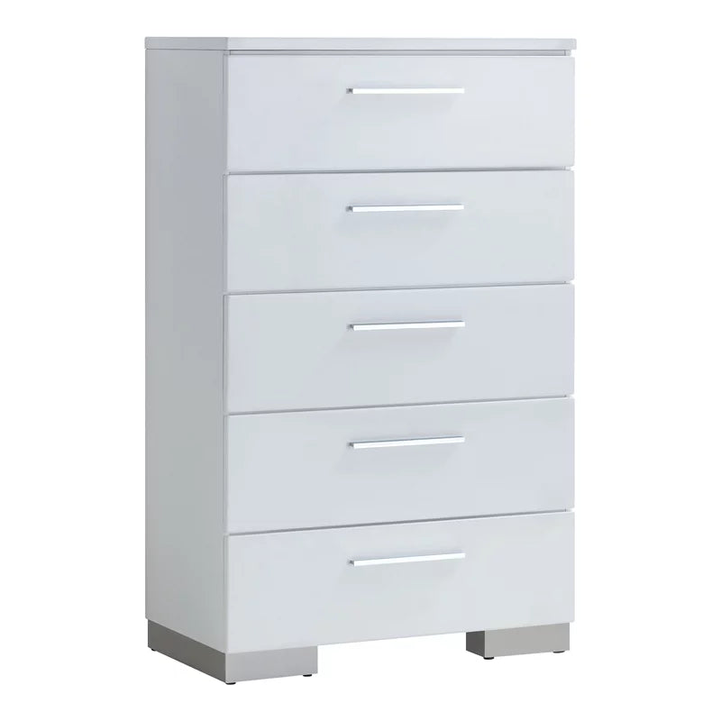 Contemporary Wood 5-Drawer Chest in White B95945