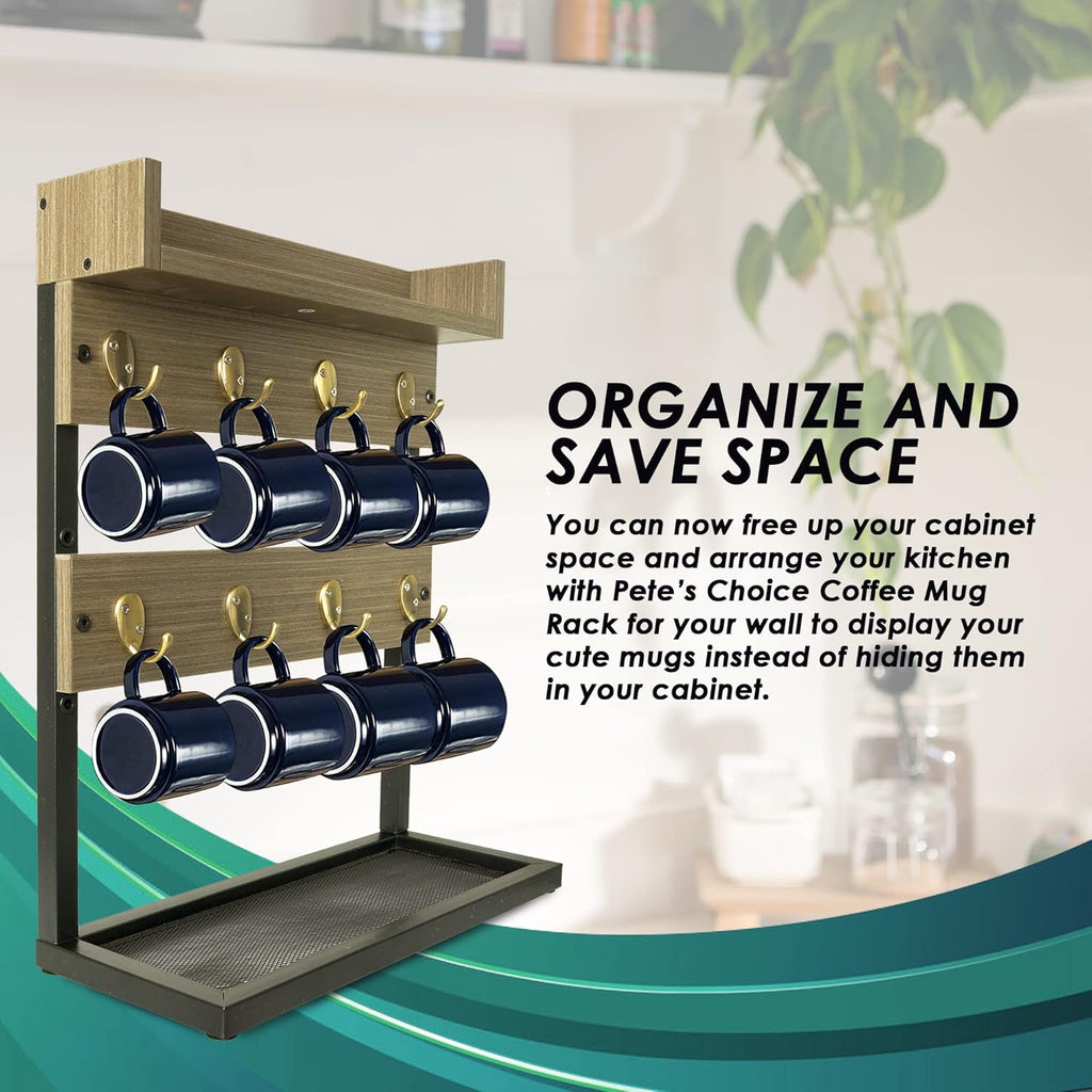 Wall Mounted 2-Tier Coffee Mug Rack C3930