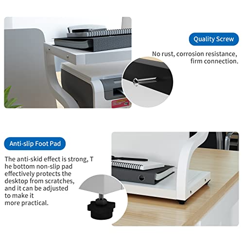 2 Tiers Wood Desktop Printer Stand with Storage D413245