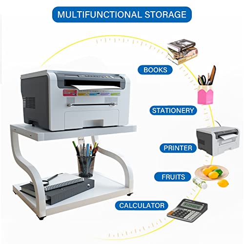2 Tiers Wood Desktop Printer Stand with Storage D413245