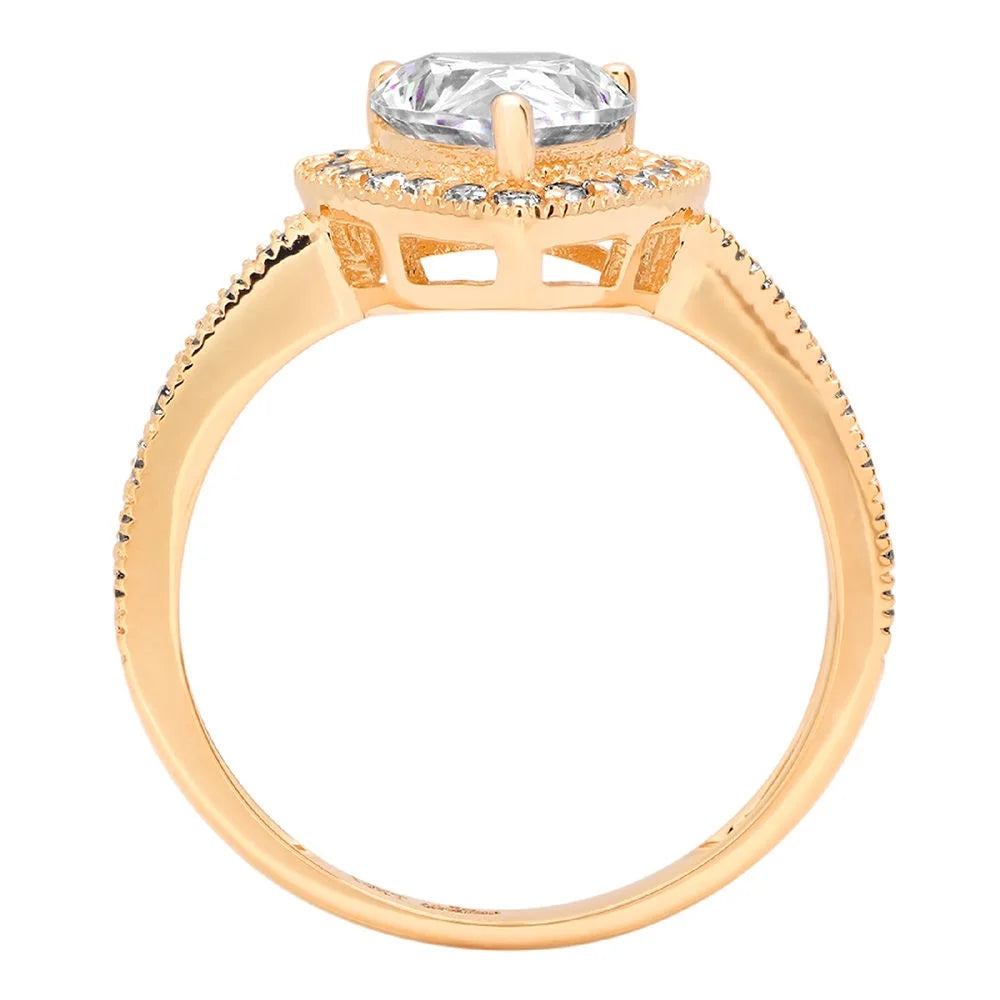 14K Yellow Gold Halo Engagement Ring With Diamond L875