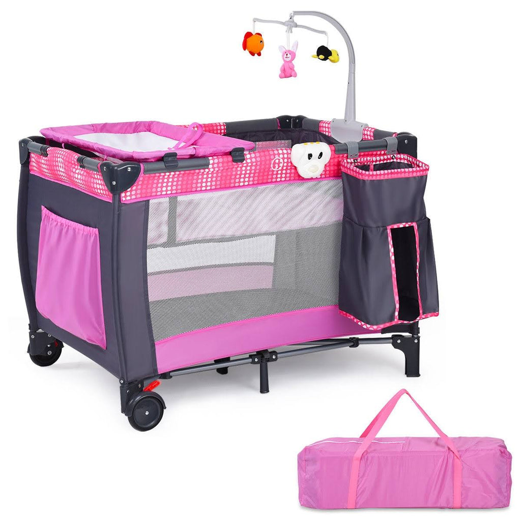 Foldable Travel Baby Crib Playpen Bassinet with Carry Bag R866684
