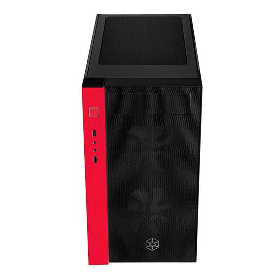 Micro-ATX Case with Tempered Glass Side Panel RGB Fans Black & Red Z58723
