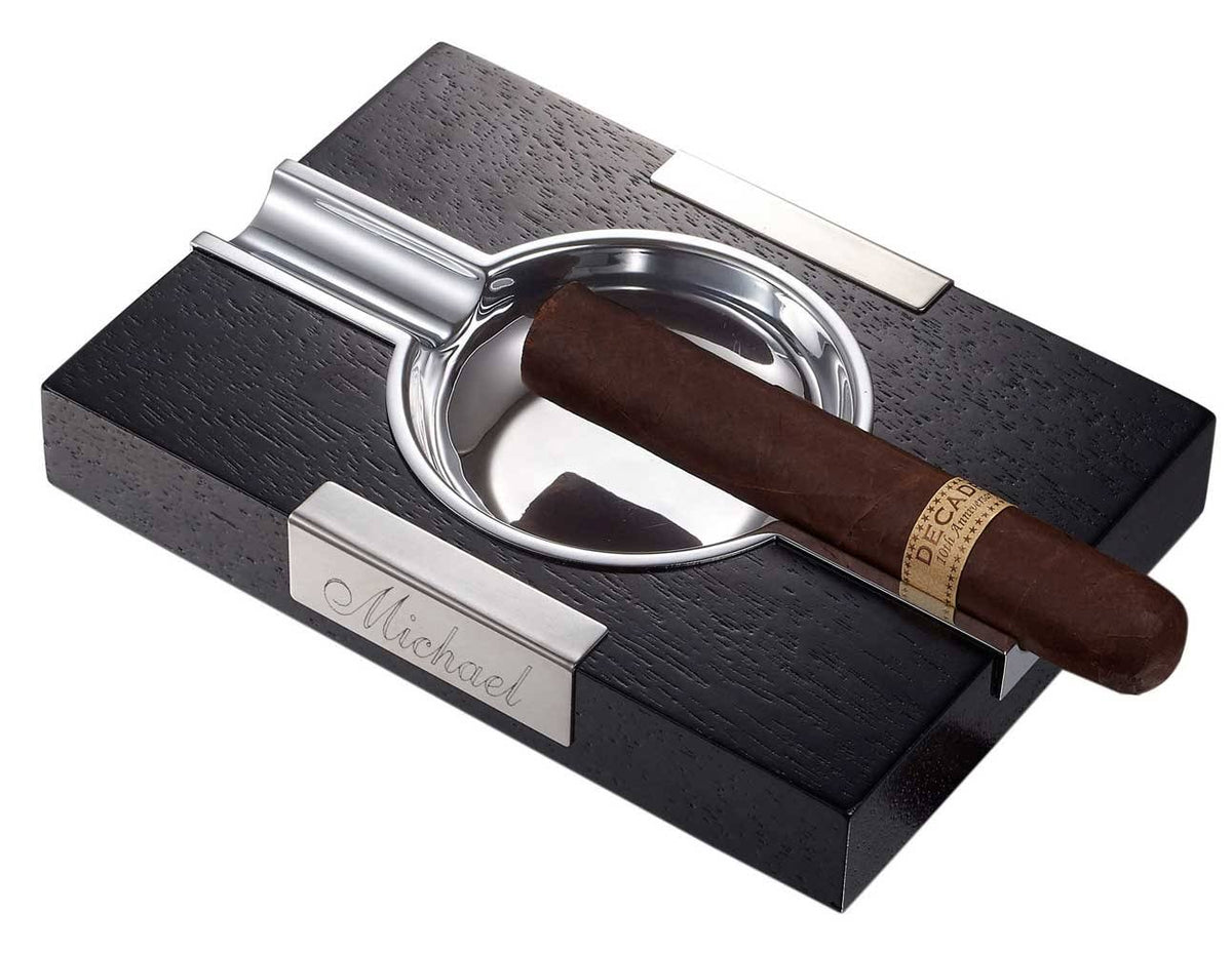 Black Wood Cigar Ashtray O655