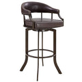Brown Faux Leather Swivel Metal Kitchen Barstool T7964