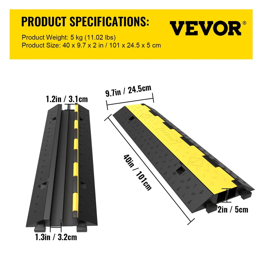 4 Packs 2 Channels Rubber Cable Protector Ramp D3432