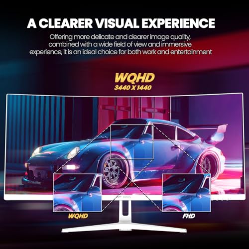 30Inch Ultrawide Curved Monitor, 21:9 WFHD VA Computer Monitor, 100HZ, Black M60918