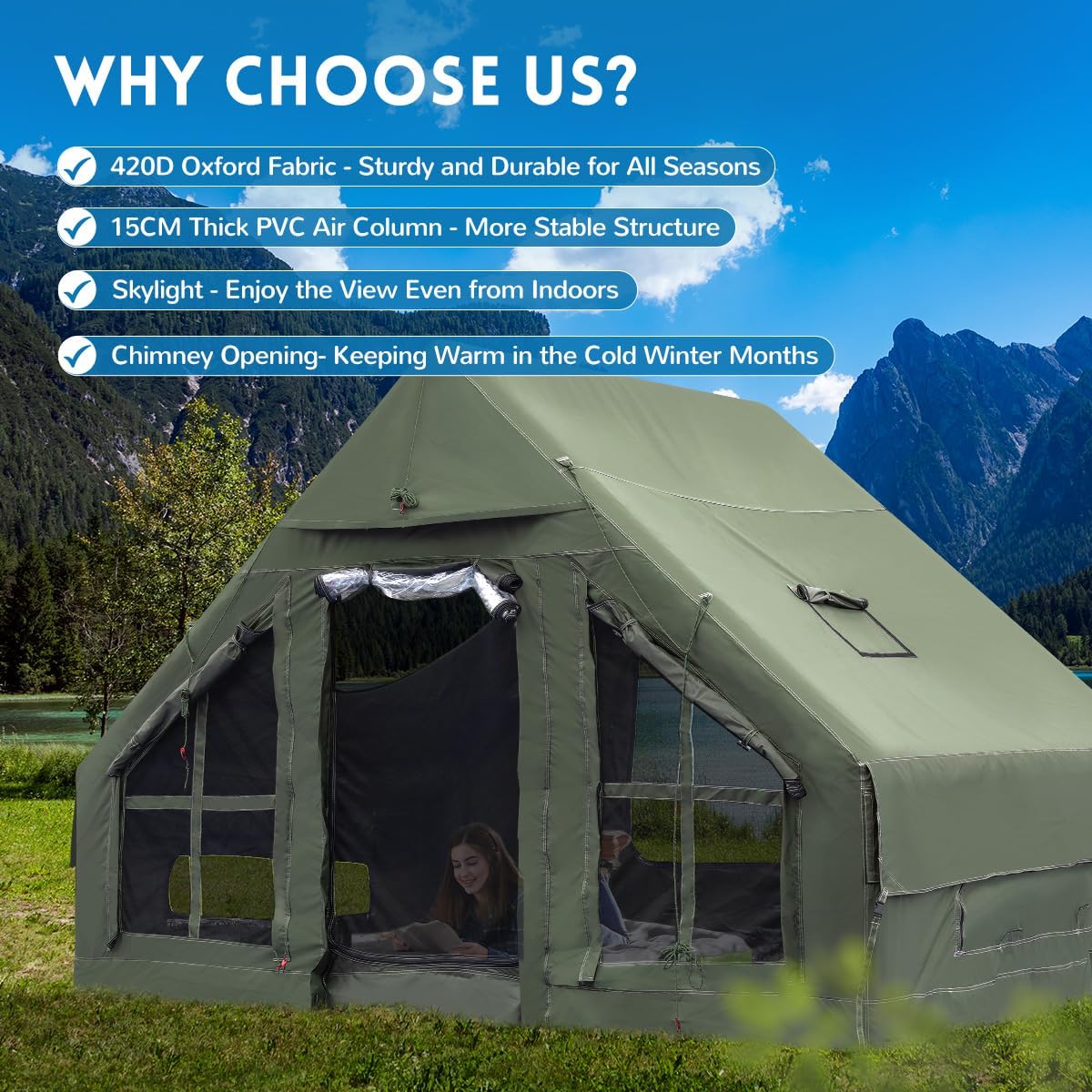 4 Season Inflatable Waterproof Camping Tent X558730