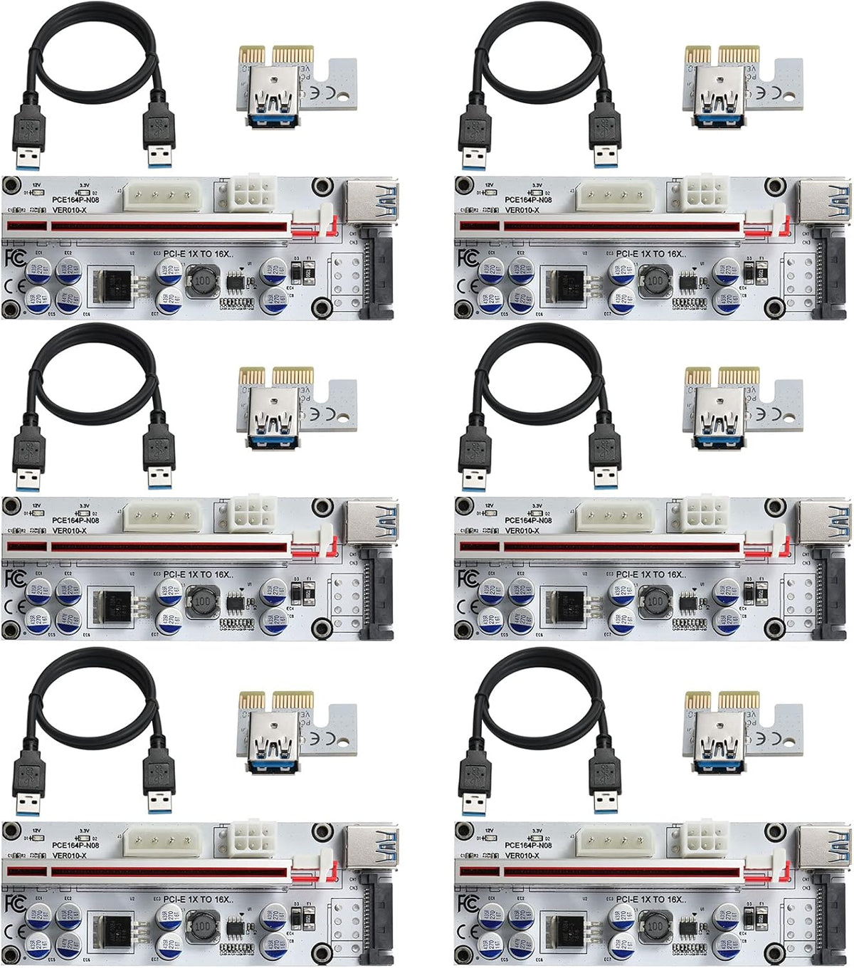 PCI-E 1X to 16X Riser Card with 24in USB 3.0 Extension Cable D3067