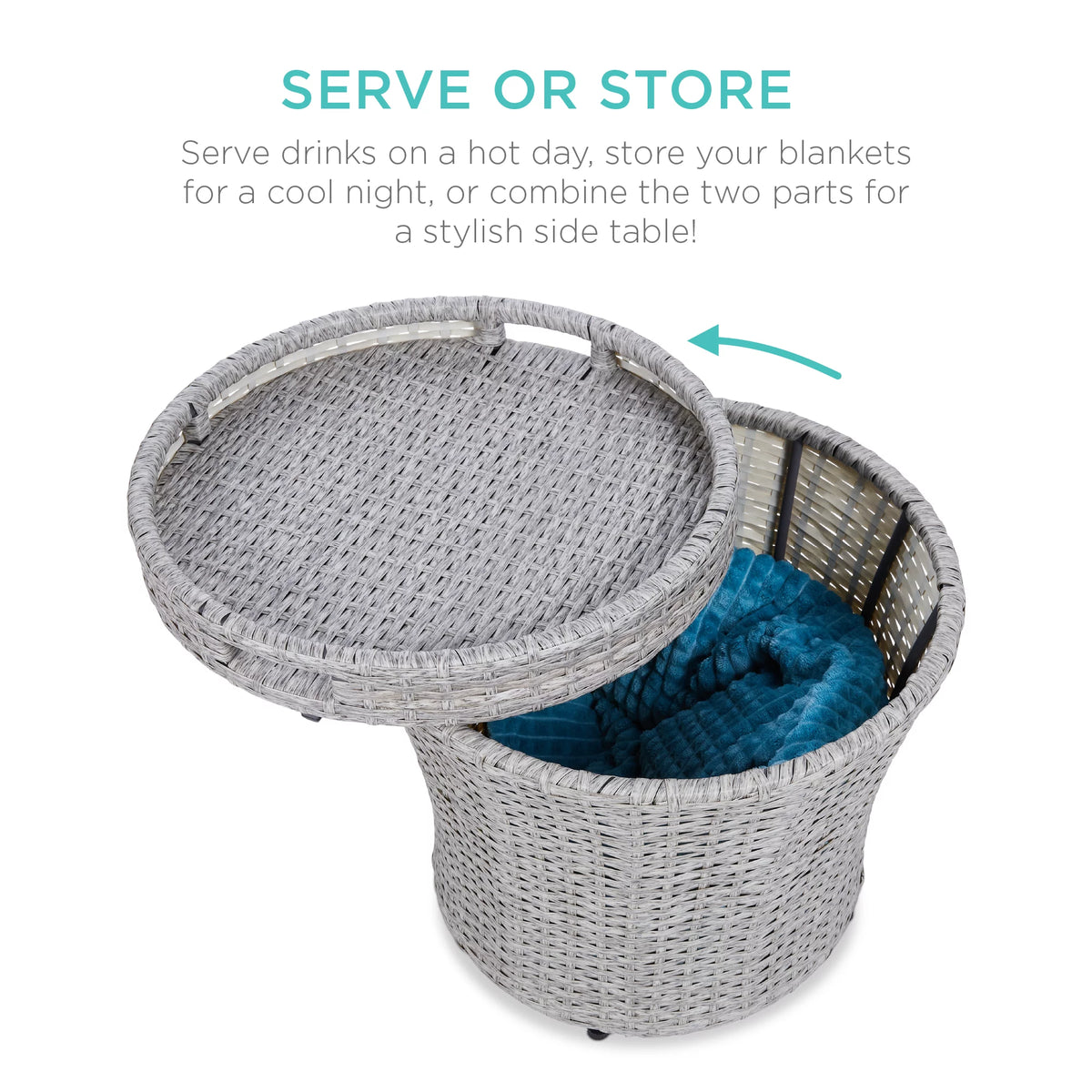 5-Piece Outdoor Wicker Patio Furniture Set with Storage Table L670