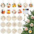 24 Pcs DIY Wooden Christmas Ornaments Painting Kit J33150