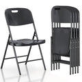 4 Pack Stackable Folding Chairs Plastic Seat Steel Frame Matte Black F790