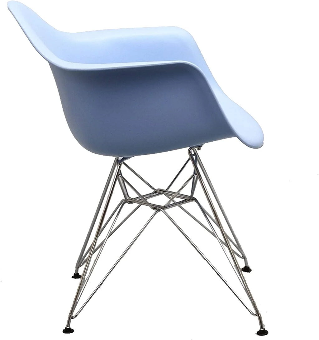 Blue Molded Plastic Dining Armchair with Steel Base X847381