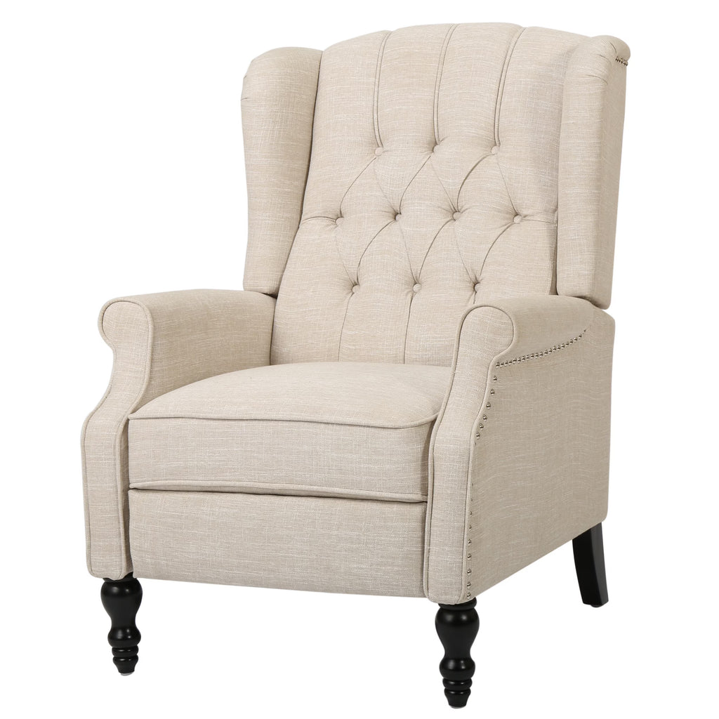 Beige Fabric Wingback Recliner B97211