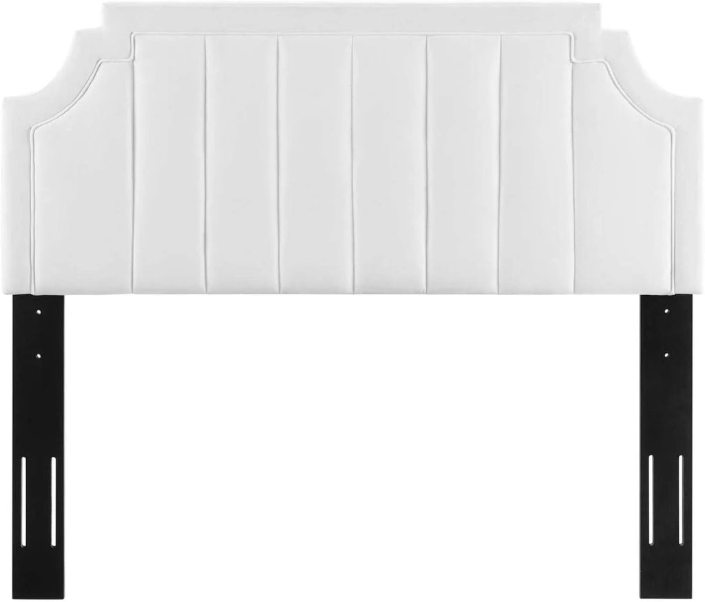 White Channel Tufted Performance Velvet Headboard B78044