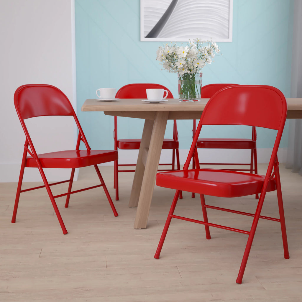 Red Metal Folding Chair M422