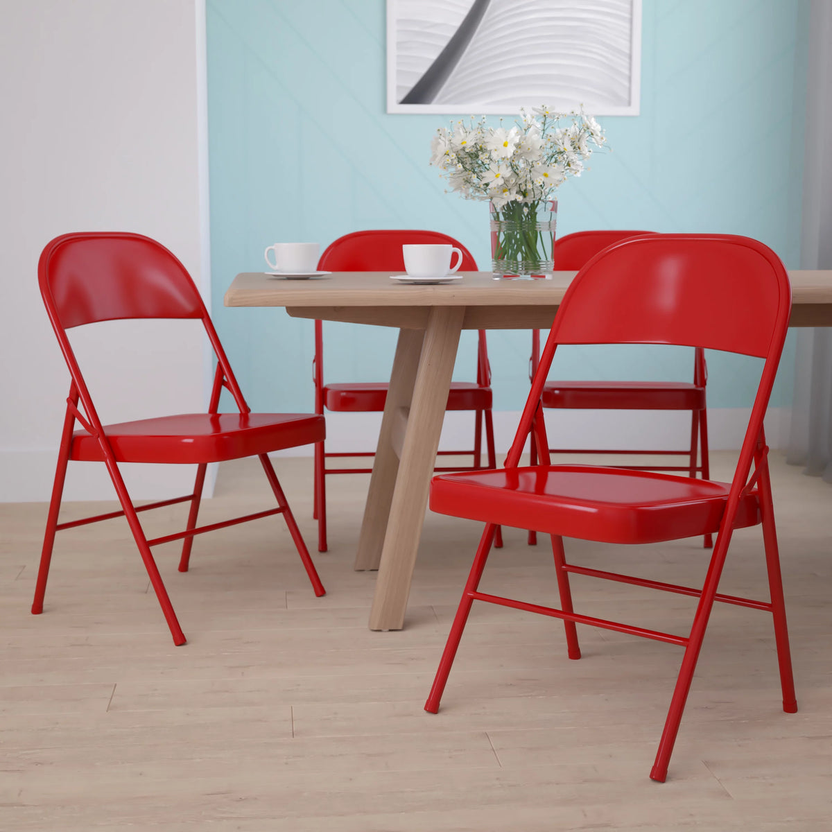 Red Metal Folding Chair M422