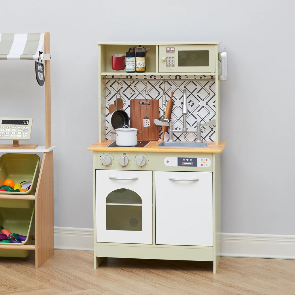 Green/White Wooden Kitchen Playset Q545803