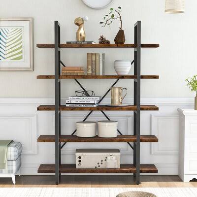 Distressed Brown Etagere Bookcase R46988