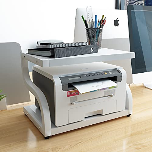 2 Tiers Wood Desktop Printer Stand with Storage D413245