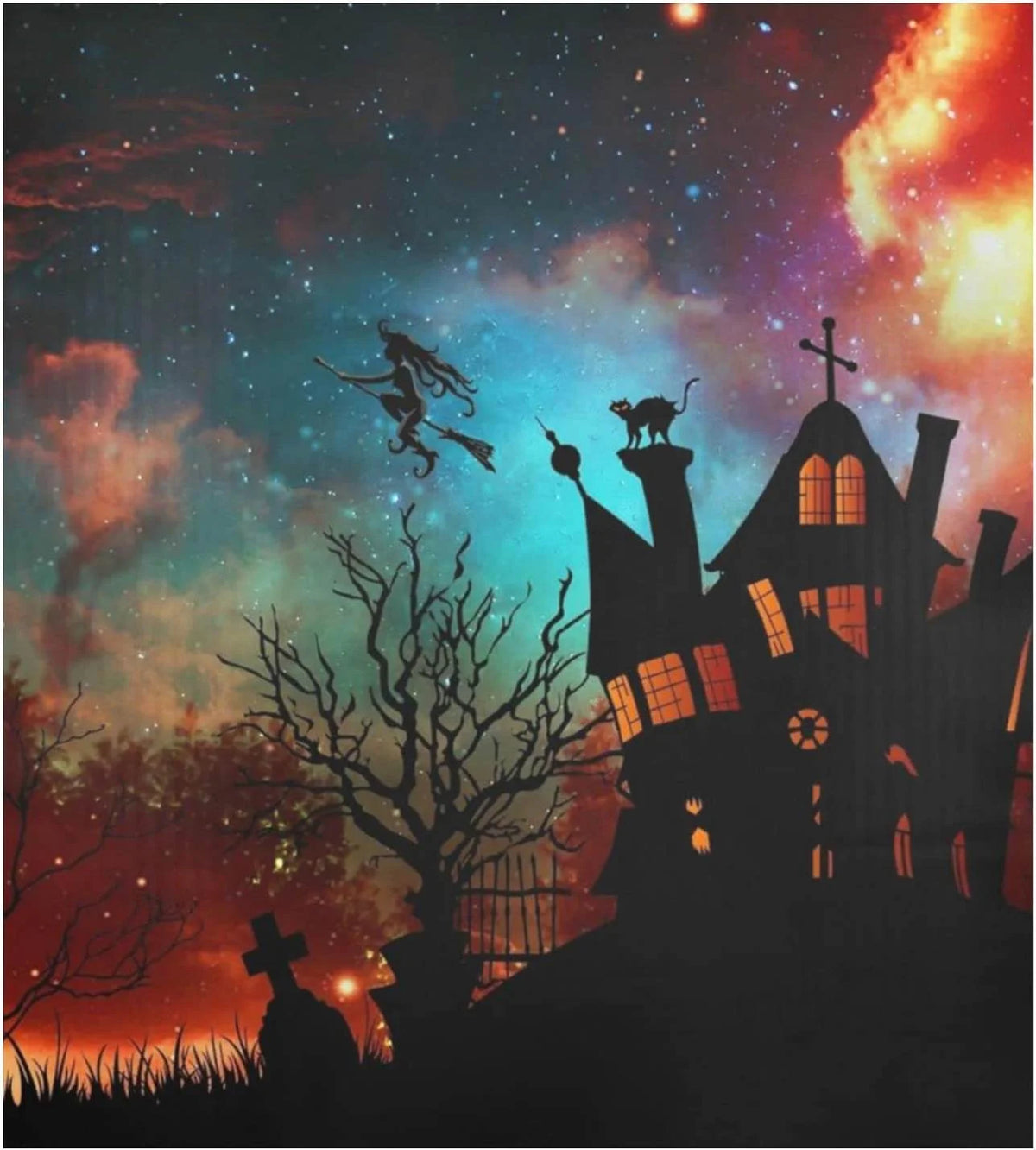 Halloween Witch Castle Dishwasher Magnet Cover, 23"x 26" E763