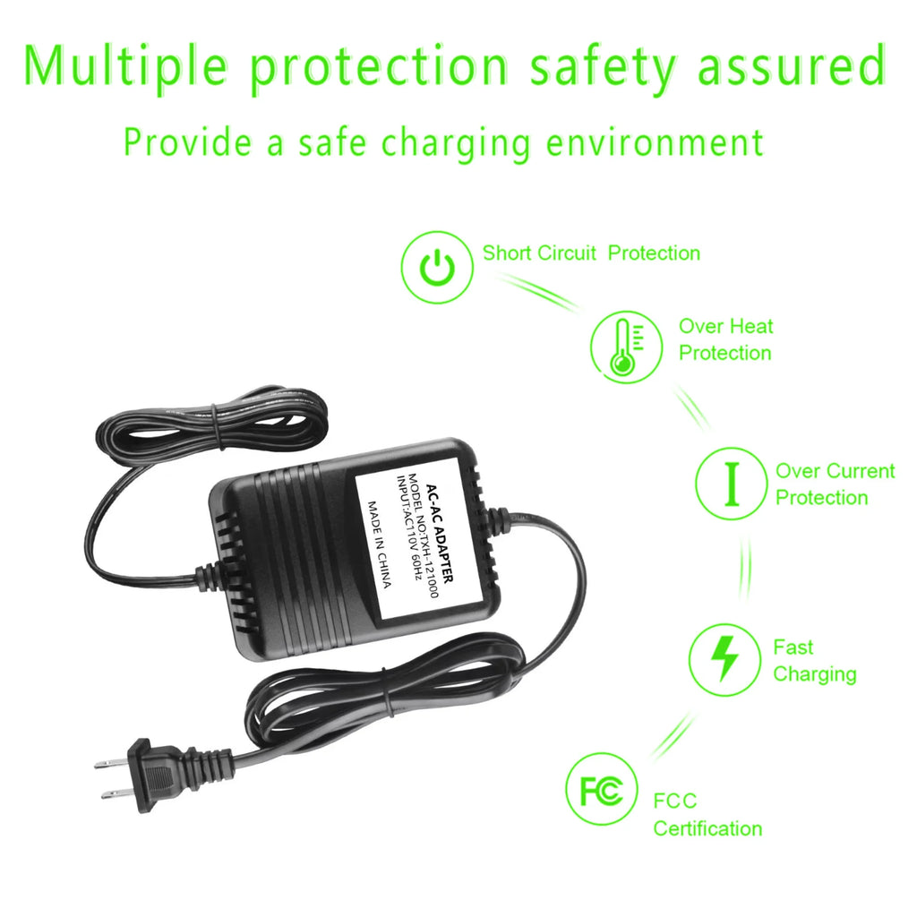 12V AC/AC Adapter Power Supply Charger with Barrel Round Plug Tip P8090