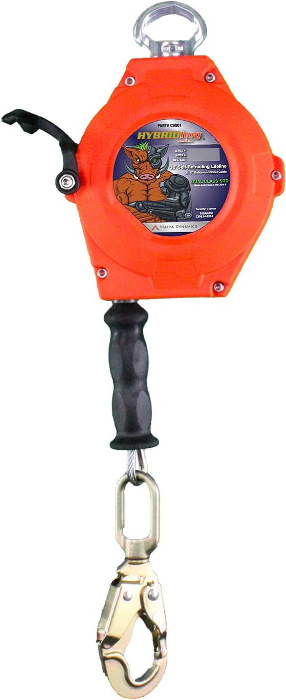 Self Retracting Lifeline 20' Class A & B Cable Fall Protection Safety Lanyard O60567