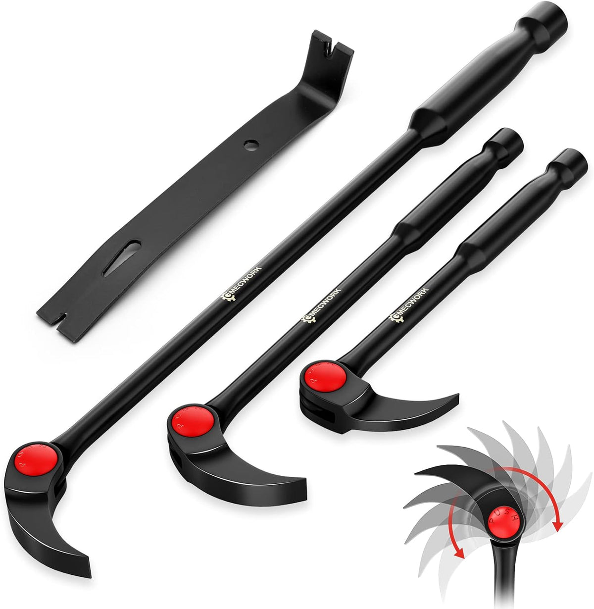 7Pcs Indexing Pry Bar Set with Flat Pry Bar and Lady Foot Pry Bar I759010