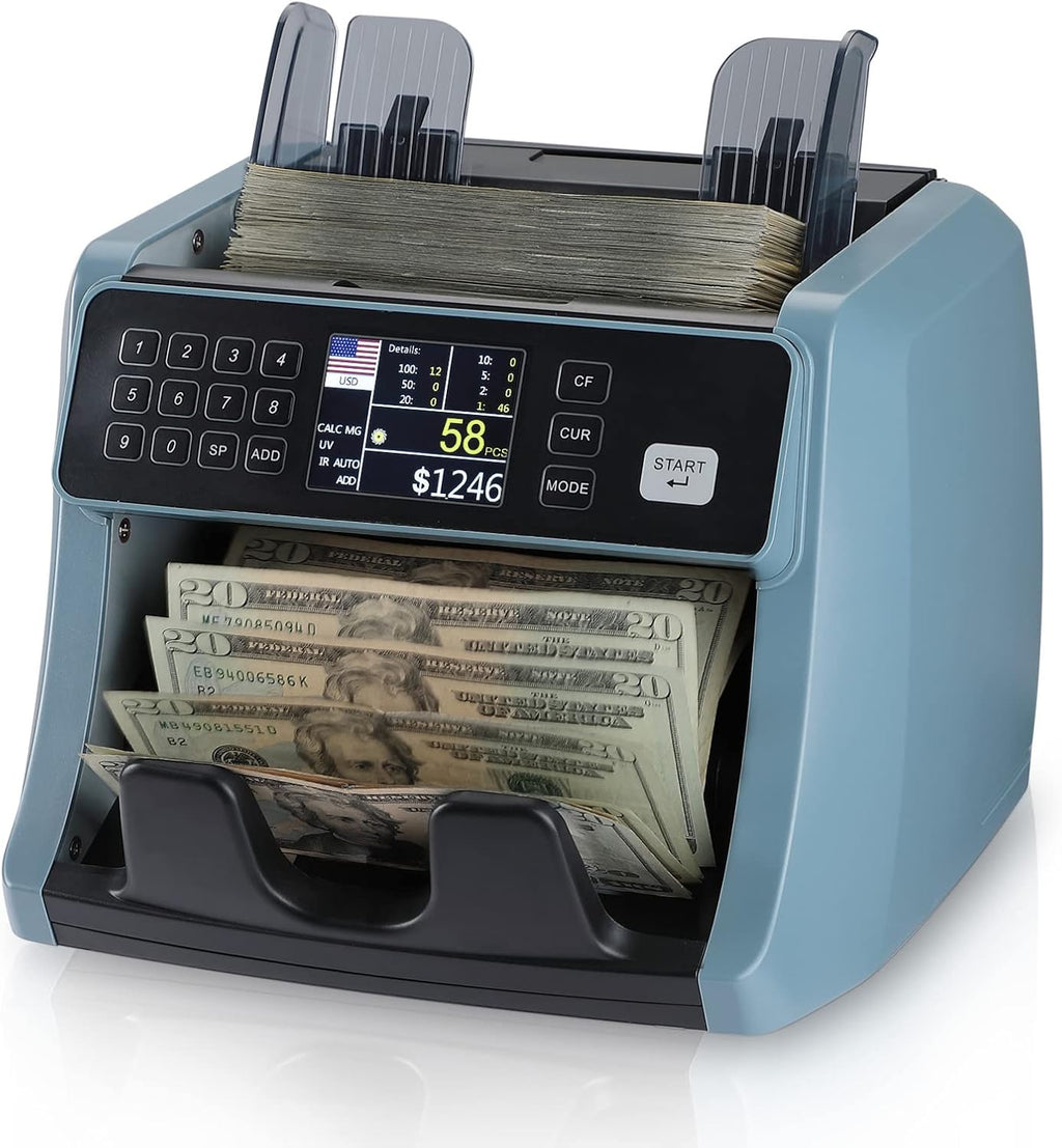 Money Counter Machine with UV/IR/MG/DD Detection, 1200 Bills/Min Speed X37957