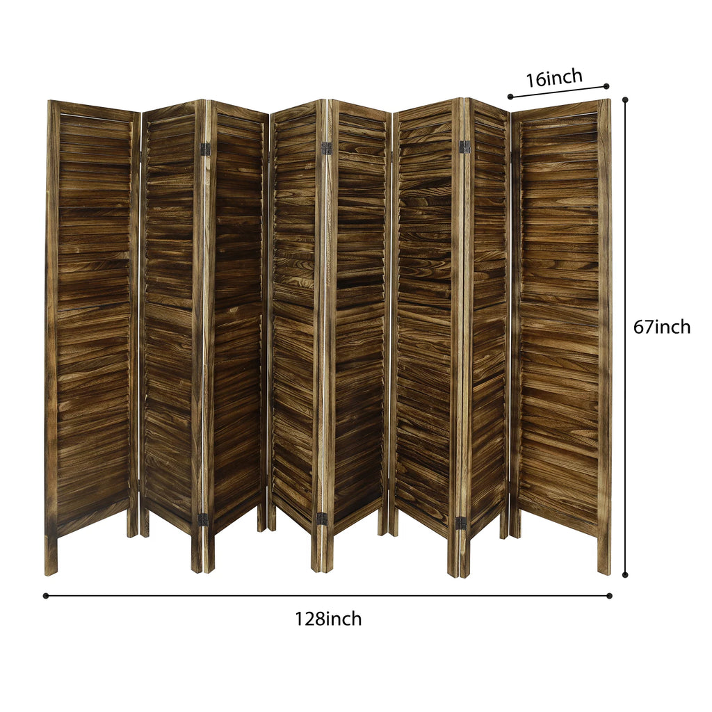 8 Panel Folding Room Divider Privacy Screen 5.6Ft Tall Brown C377584