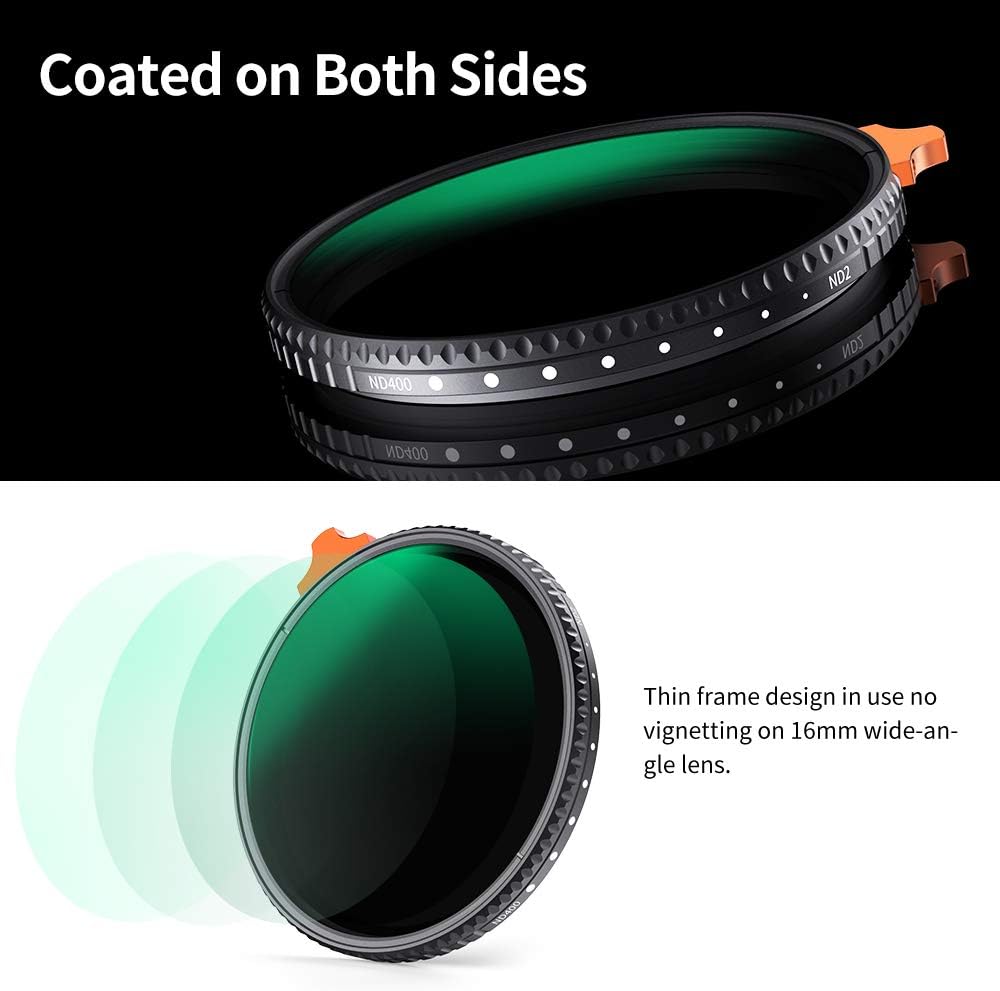 67mm Variable ND Filter ND2-ND400 with Multi-Layer Coatings AGC Glass Neutral Density Filter Pack of 2 N3920