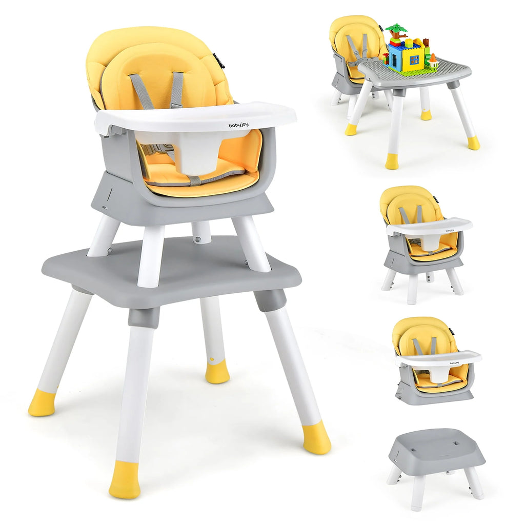 8-in-1 Convertible High Chair Booster Seat with Removable Tray Yellow C581