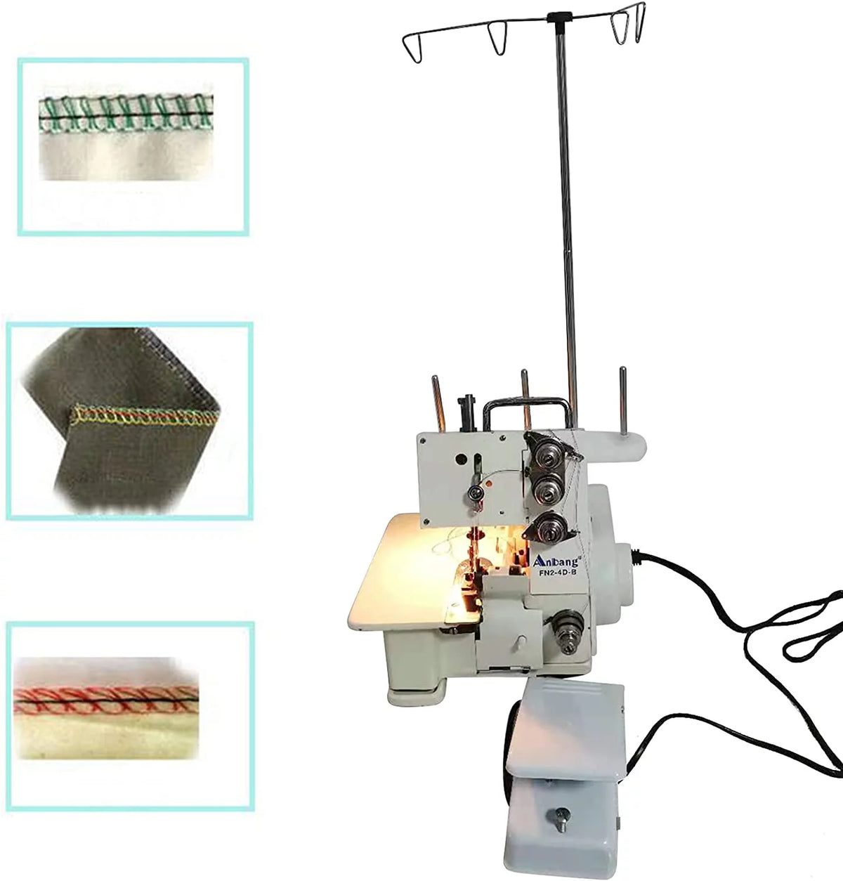 Four-Thread Overlock Serger Sewing Machine with Foot Controller T3055