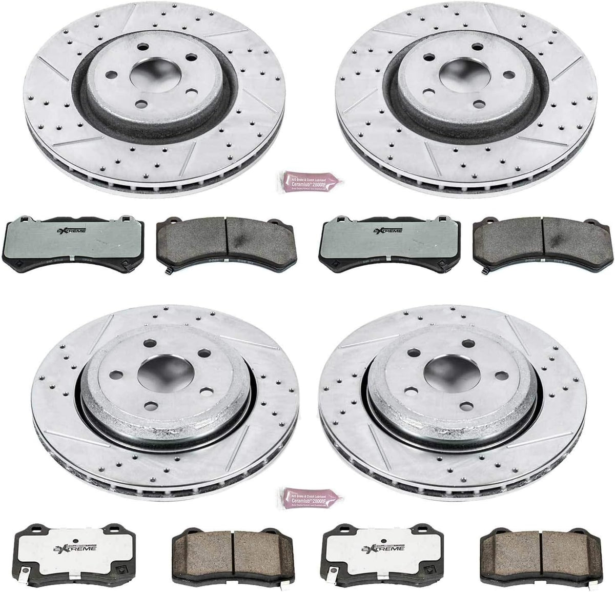 Carbon Fiber Brake Pads with Drilled & Slotted Brake Rotors Kit G3536