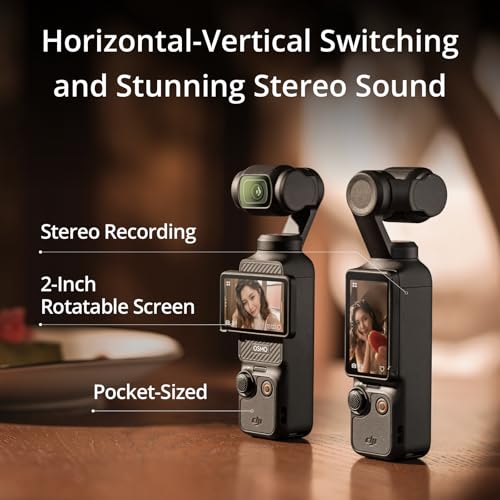 Vlogging Camera with 1'' CMOS & 4K/120fps Video, 3-Axis Stabilization, 2" Rotatable Touchscreen P7269