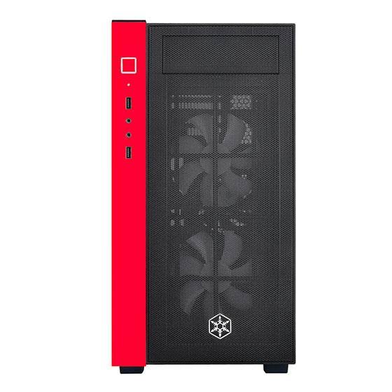 Micro-ATX Case with Tempered Glass Side Panel RGB Fans Black & Red Z58723